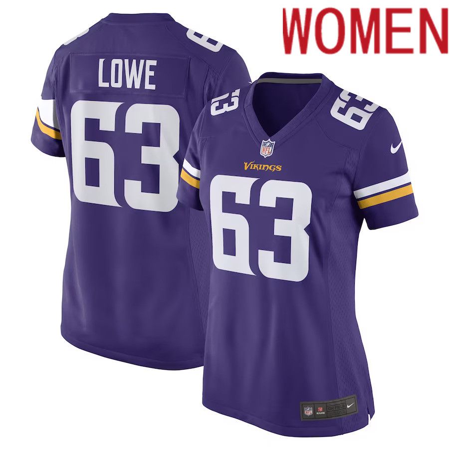 Women Minnesota Vikings 63 Vederian Lowe Nike Purple Game Player NFL Jersey